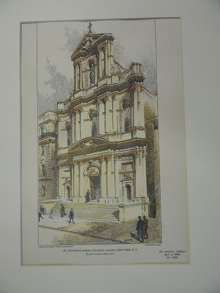 St. Stephen's Roman Catholic Church, NY, NY, 1903, Original Plan. Elliot Lynch.