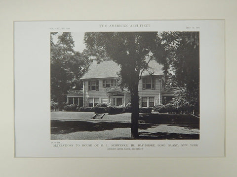 Alterations to House of O. L. Schwenke, Bay Shore, NY, 1919, Lithograph. Dwight James Baum.