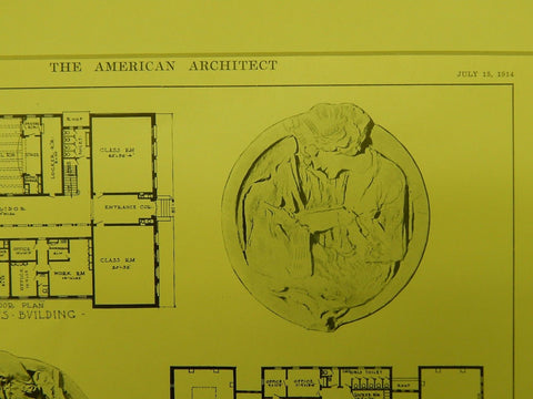 Fine Arts Building Floors, State Normal School, Los Angeles, CA, 1914, Original Plan. Allison & Allison