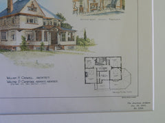 Home for Mr. E.B. Hedges, Westfield, MA, 1901, Original Plan. Cadwell&Crabtree.