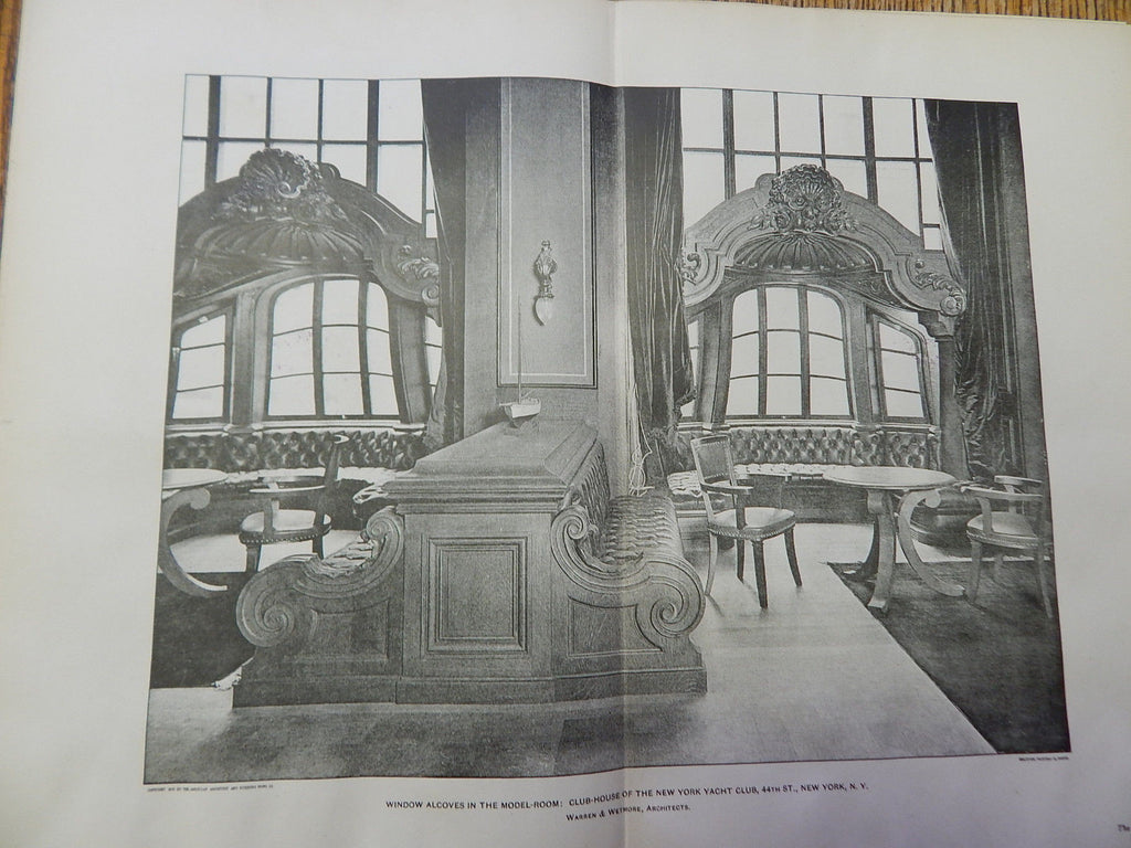 Windows Model Room: Club-House New York Yacht Club, NY,1901, Lithograph. Warren & Wetmore.