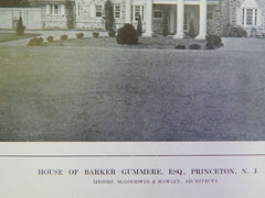 House of Barker Gummere, Esq. Princeton, NJ, 1914 Lithograph, McGoodwin & Hawley