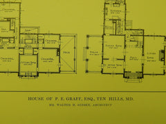 House of P. E. Graff, Ten Hills, MD, 1914, Lithograph. Walter M. Gieske.