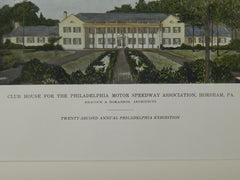 Club House, Philadelphia Motor Speedway, Horsham, PA, 1916, Original Plan. Heacock & Hokanson.