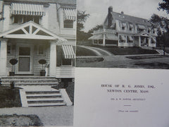 House of R.G. Jones, ESQ., Newton Centre, MA, Lithograph,1914. Mr. R. W. Power.