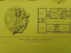 Fine Arts Building Floors, State Normal School, Los Angeles, CA, 1914, Original Plan. Allison & Allison