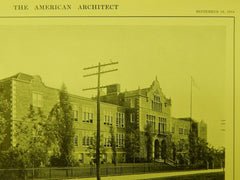 General View, Oak Hill School, St. Louis, MO, 1914, Lithograph. William B. Ittner.