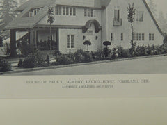 House of Paul C. Murphy, Laurelhurst, Portland, OR, 1918, Lithograph. Lawrence & Holford.