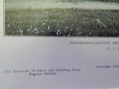 Danielson-Lincoln Memorial Library, Brimfield, MA, 1905, Lithograph. Lewis.