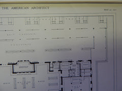 The Havana Terminal Station Floor Plan, Havana, Cuba, 1911, Lithograph. Murchison.