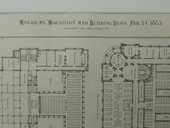 Premiated Designs, Proposed Public Library, Boston, MA, 1885, Original Plan.