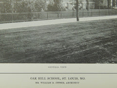 General View, Oak Hill School, St. Louis, MO, 1914, Lithograph. William B. Ittner.