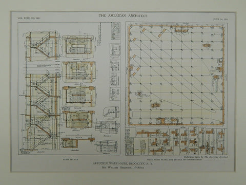 Floor Details of the Arbuckle Warehouse in Brooklyn NY, 1911. William Higginson