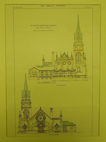 St. Paul's Episcopal Church in St. Paul MN, 1913.  E. L. Masqueray. Original