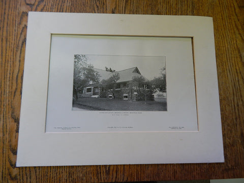 Danielson-Lincoln Memorial Library 2, Brimfield, MA, 1905, Lithograph. Lewis.