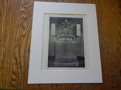 Triptych,Prie-Dieu, Overall View, Private Chapel of Bishop, Rhode Island,1914,Lithograph. Cram, Goodhue, Ferguson.
