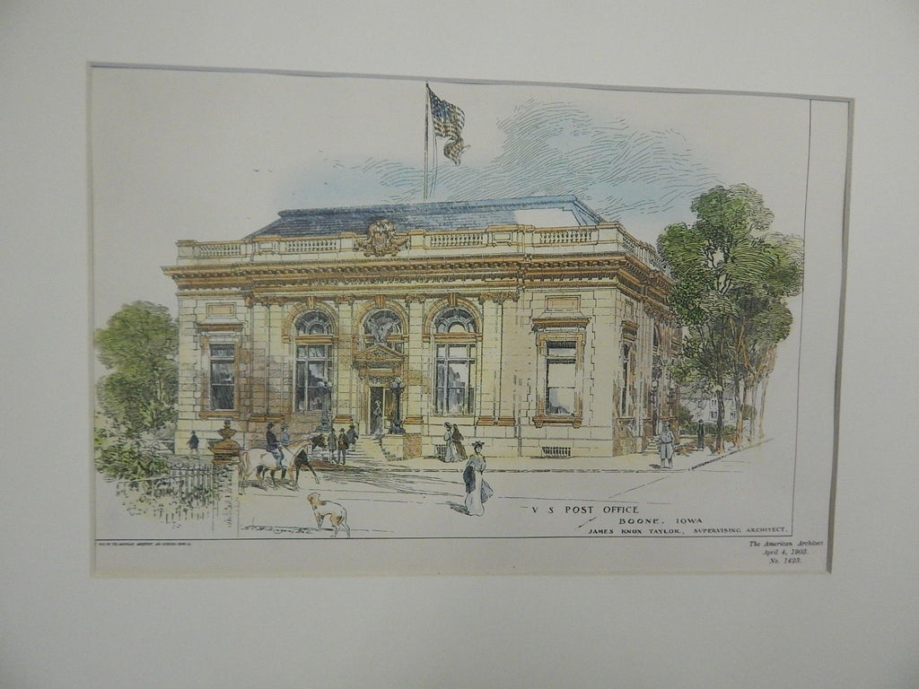 US Post Office, Boone, IA, 1903, Original Plan. James Knox Taylor.