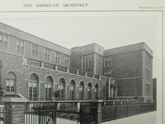 General View, Madison School, St. Louis, MO, 1914, Lithograph. William B. Ittner.
