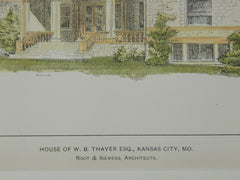 House of W. B. Thayer, Esq., Kansas City, MO, 1903, Original Plan.  Root & Stevens.