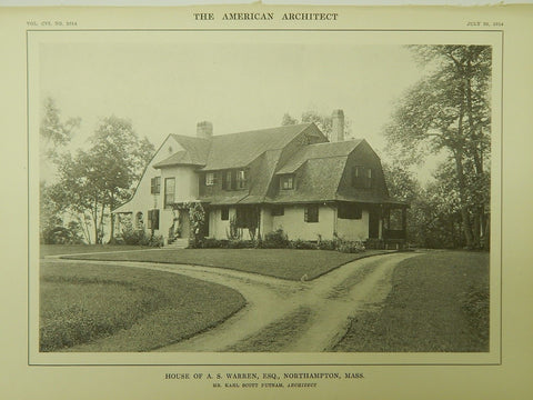 House of A. S. Warren, Esq., Northampton, MA, 1914, Lithograph. Karl Scott Putnam.