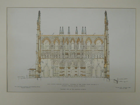 Transepts Section, Cathedral of the Sacred Heart, Newark, NJ, 1906, Original Plan. O'Rourke & Sons.