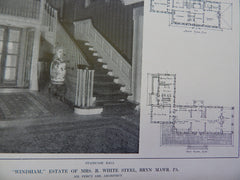 "Windham" Estate of Mrs. R. White Steel,Bryn Mawr, PA, Lithograph,1914. Mr. Percy Ash.