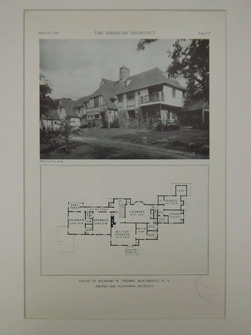 House of Richard W. Trown, Heathcote, NY, 1929, Lithograph. Walter Carl Pleuthner.