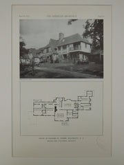 House of Richard W. Trown, Heathcote, NY, 1929, Lithograph. Walter Carl Pleuthner.