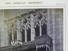 Nun Gallery & Rector's Stall in St. Thomas's Church, NY, 1914, Lithograph. Cram, Goodhue & Ferguson.