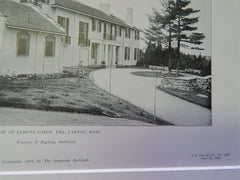House of Samuel Cabot, ESQ., Canton, MA,1905,Lithograph. Winslow & Bigelow.