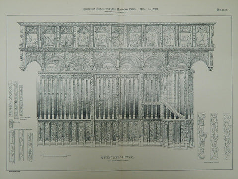 Screen and Loft, Notre-Dame de Villemaur-sur-Vanne, France, 1899, Original Plan.