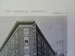 Hotel Lincoln, Indianapolis, IN, 1919, Lithograph. Robush & Hunter.