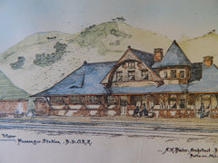 Passenger Station of Baltimore & Ohio RR, 1889, Original Plan. A.M. Bieler.