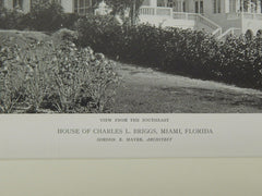 Southeast View, House of Charles L. Briggs, Miami, FL, 1919, Lithograph. Gordon E. Mayer.