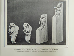 Figures on Organ Case, St. Thomas's Church, NY, 1914. Lithograph. Cram, Goodhue, & Ferguson.