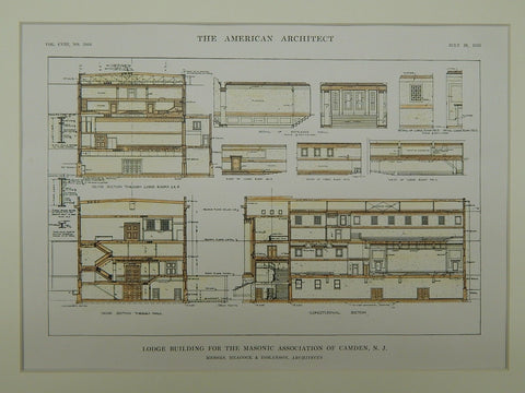 Lodge Building for the Masonic Association in Camden NJ, 1915. Heacock & Hokanson