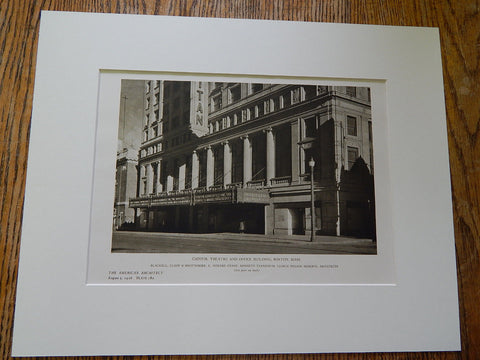 Capitol Theatre and Office Building, Boston, Mass., 1926, Lithograph. Blackall, Clapp, & Whittemore.