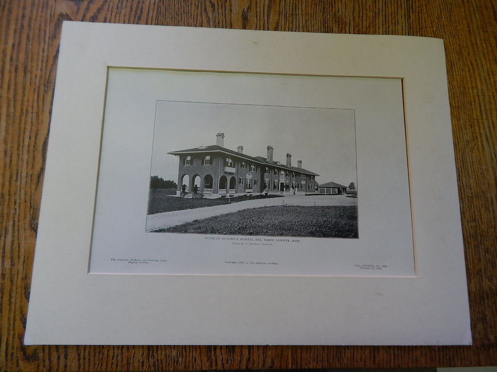 House of Richard S. Russell,ESQ, North Andover, MA, 1905, Lithograph. Machado.