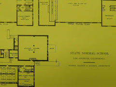 Gymnasium Floor Plans, State Normal School, Los Angeles, CA, 1914, Original Plan. Allison & Allison