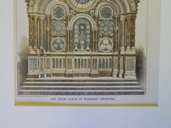 Astronomical Clock, Cathedral of St. Peter of Beauvais, France, 1870. Original Plan. Vérité.