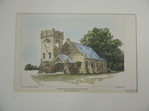 Congregational Church, Maple Hill, Kansas, 1903, Original Plan. Root & Siemens.