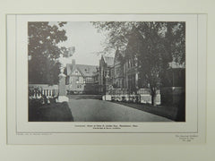 Courtyard, House of Eben D. Jordan, Manchester, MA, 1904, Lithograph. Wheelwright & Haven.