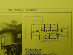 Detail & Plans, House of A. S. Warren, Northampton, MA, 1914, Lithograph. Putnam.