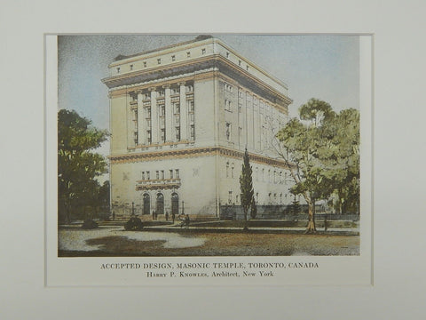 Accepted Design for the Masonic Temple in Toronto, Canada, 1915. Harry P. Knowles