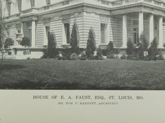 Exterior of the House of E. A. Faust, Esq., St. Louis MO, 1916. Tom P. Barnett. Lithograph