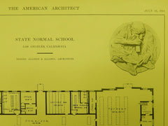 Manual Arts Building Floor, State Normal School, Los Angeles, CA, 1914, Original Plan. Allison&Allison