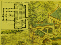 Memorial Church & Mausoleum, Rufford, Lancashire, England, 1883, Original Plan. Robert W. Elis.