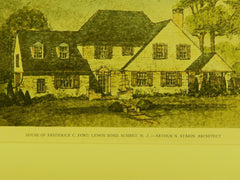 House of Frederick C. Ford, Lenox Road, Summit, NJ, 1927, Original Plan. Arthur N. Starin.