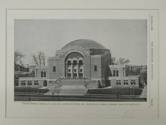 Exterior, United Hebrew Temple, St. Louis, MO, 1928, Lithograph. Maritz & Young