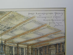 First Ecclesiastical Society of Wethersfield, CT, 1885. Original Plan. J.C. Mead.